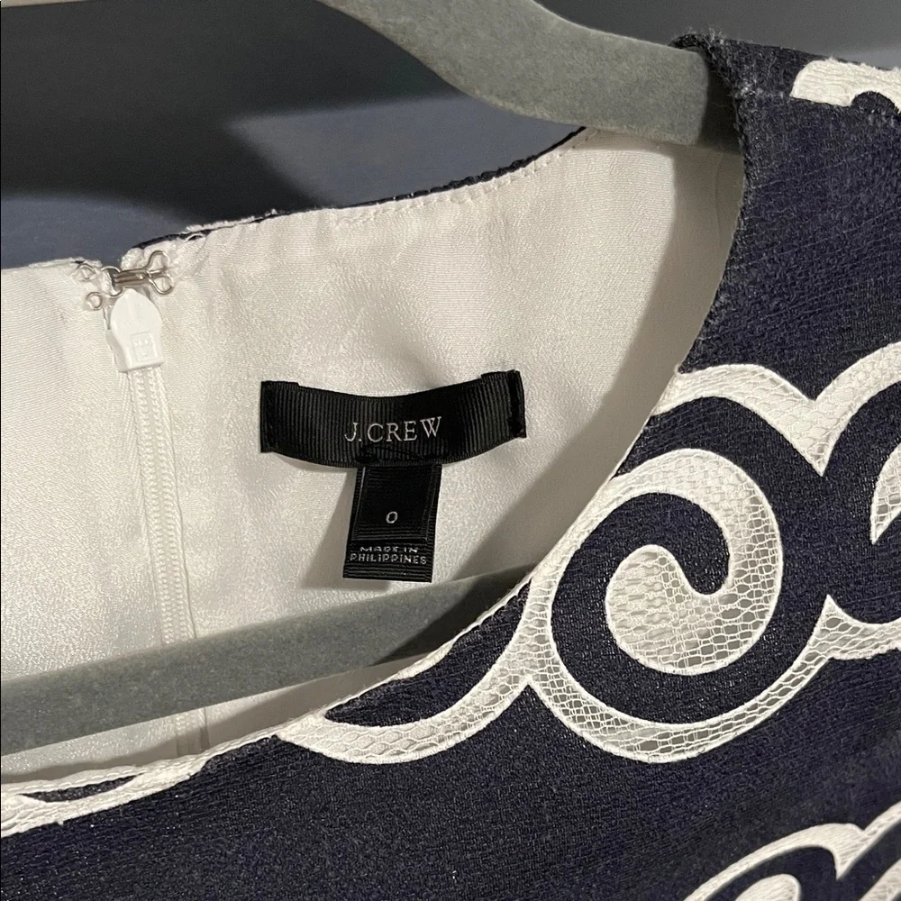 J. Crew Lace Shift Navy and White Dress Size 0
